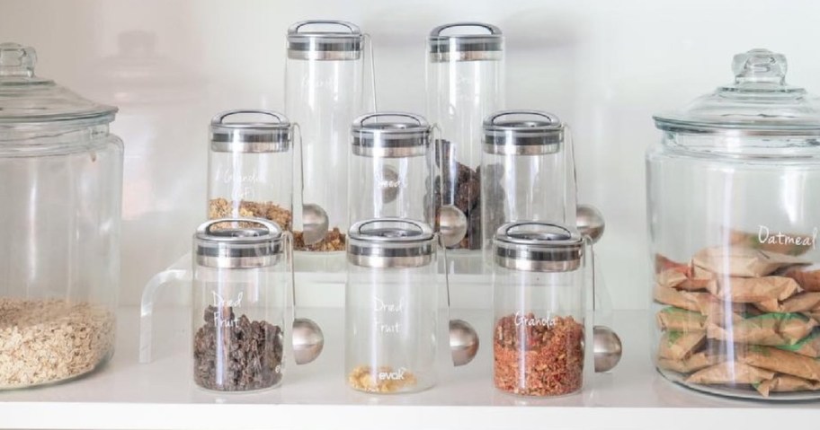 williams sonoma airtight glass food storage containers on shelf