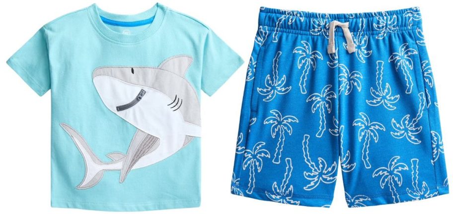 Wonder Nation Toddler Boys Short Sleeve Graphic Tee and Boys Printed Knit Shorts