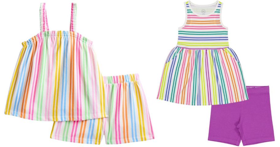 Wonder Nation Toddler Girls Ribbed Tank Top & Shorts and Girls Dress & Shorts