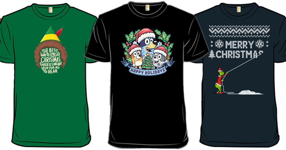 three christmas graphic tees