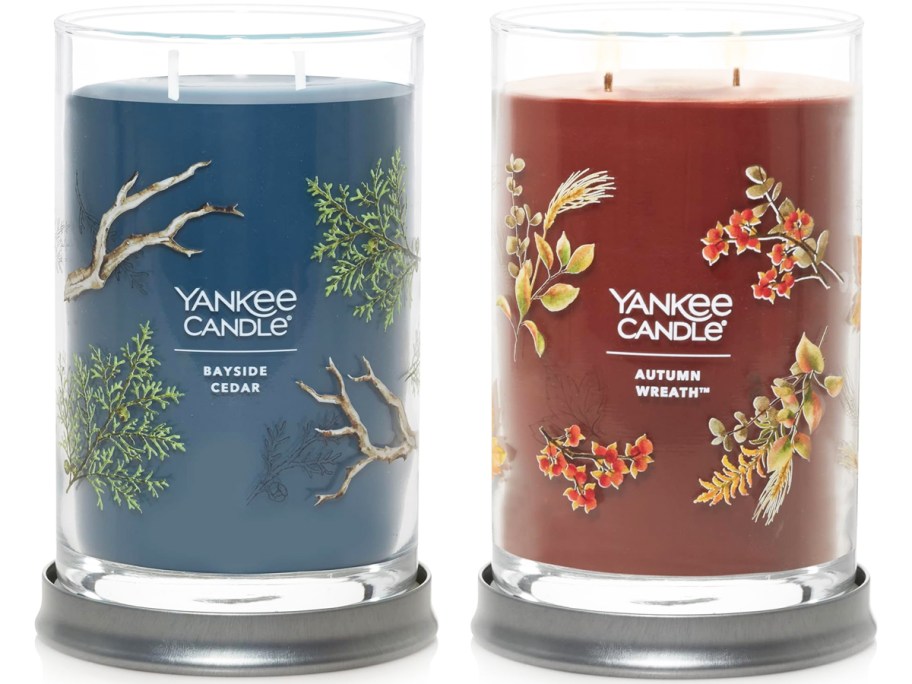 blue and red Yankee Candles