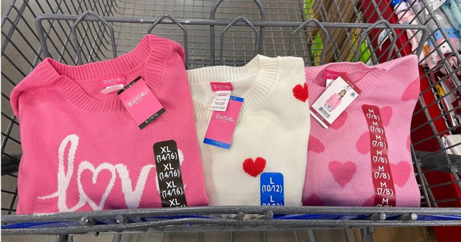 Sam's Club Valentine Sweaters in a cart