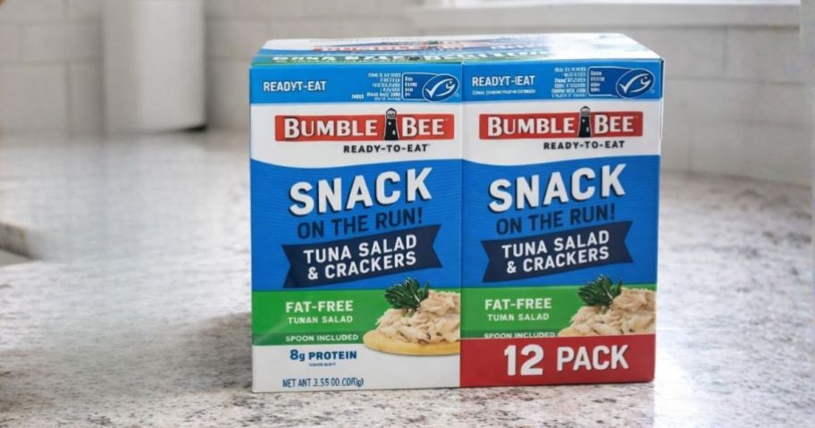 Bumble Bee Snack on the Run 12-Pack on counter