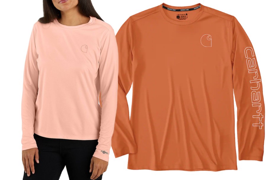 pink and orange long sleeve t shirts