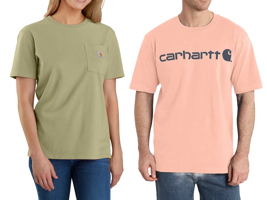 olive and pink carhartt t shirts