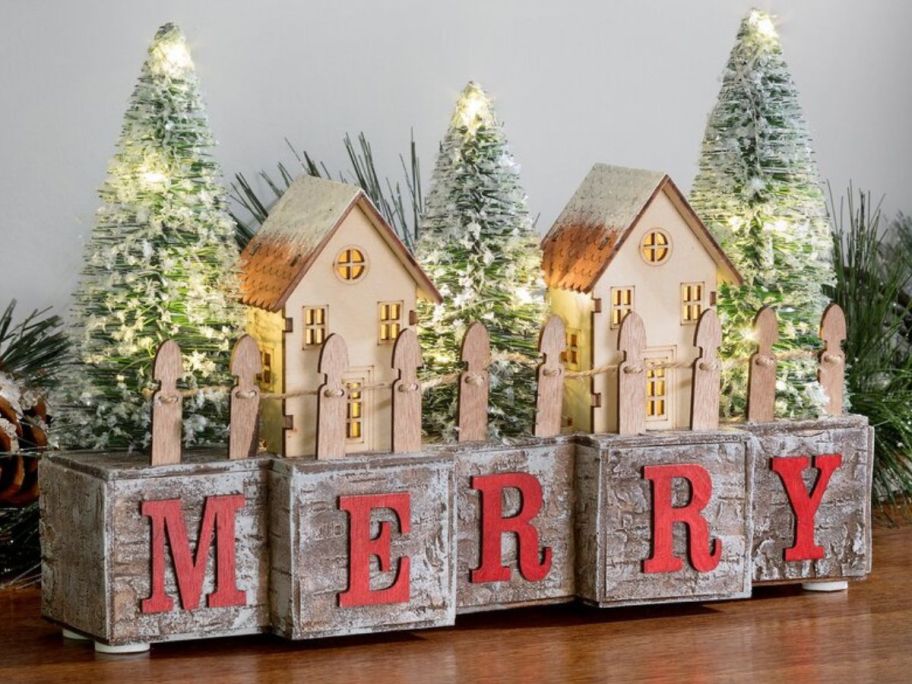 display of Merry Wood Blocks with Timer