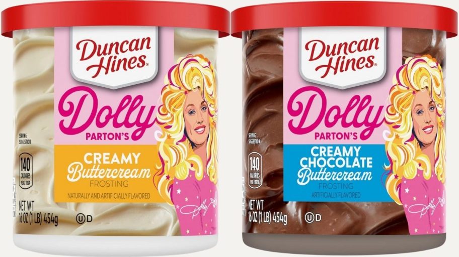 two cans of buttercream frosting