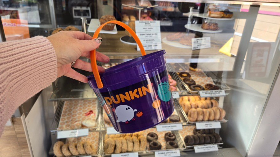 NEW Dunkin’ Halloween Menu Available Now | Munchkin Buckets, Spider Donut, & More!