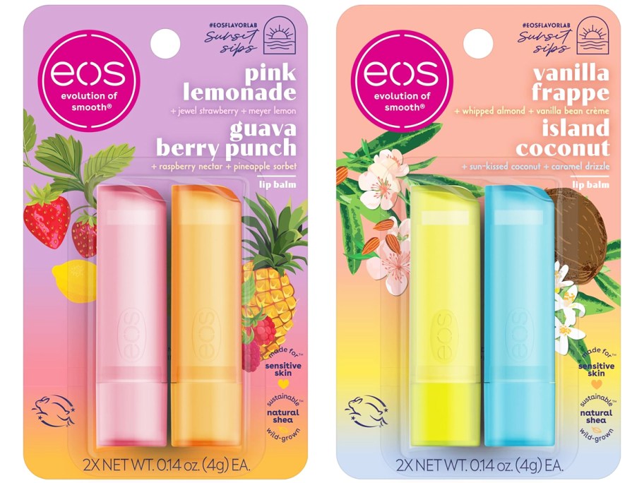 two 2-packs of eos lip balms