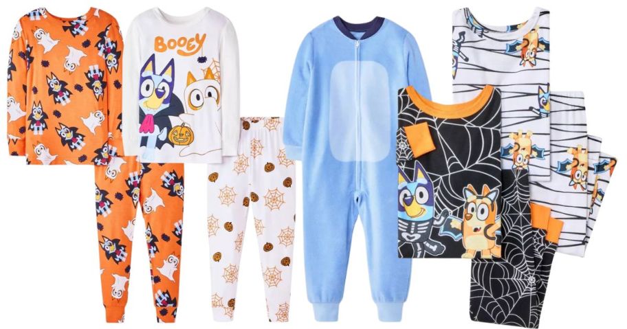 five bluey halloween pajama sets