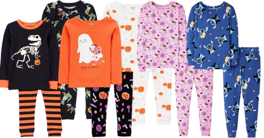 six toddler halloween pajama sets