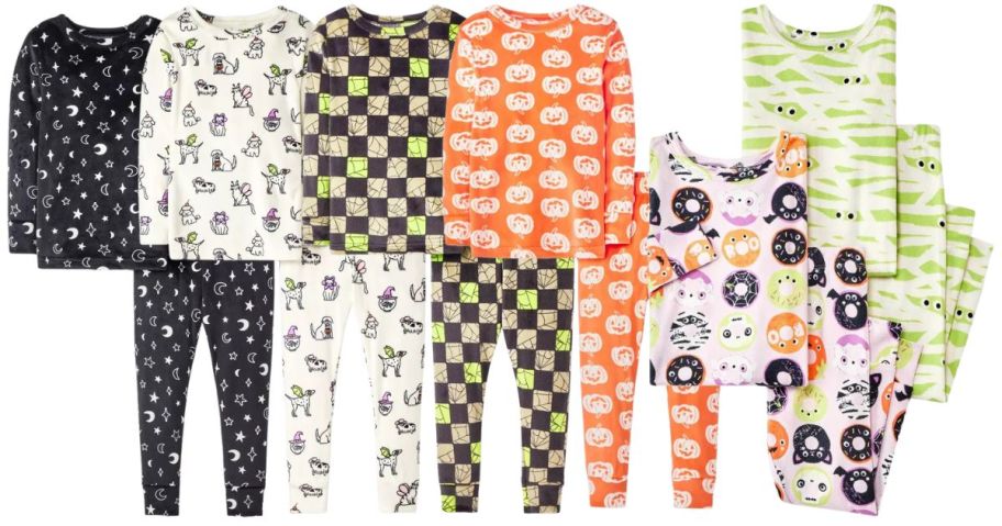 six sets of cat & jack halloween pajamas
