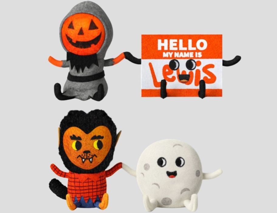 two sets of halloween felt figurine duos in a stock image.