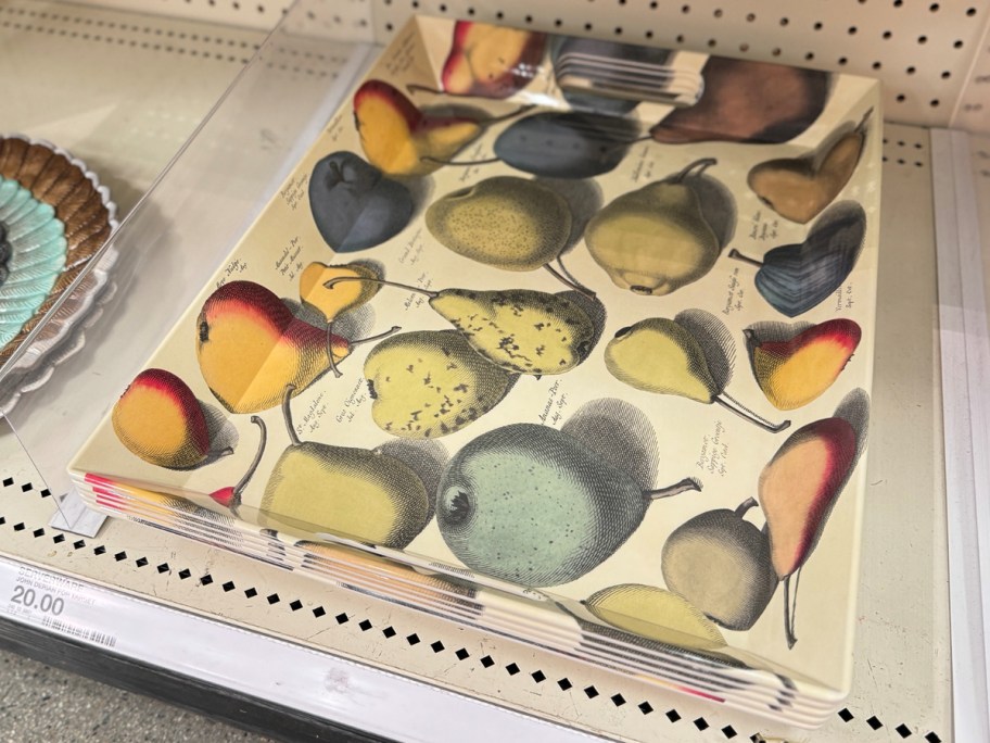 serving tray with pears on shelf