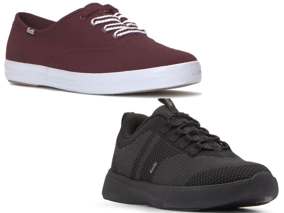 maroon and black keds shoes 