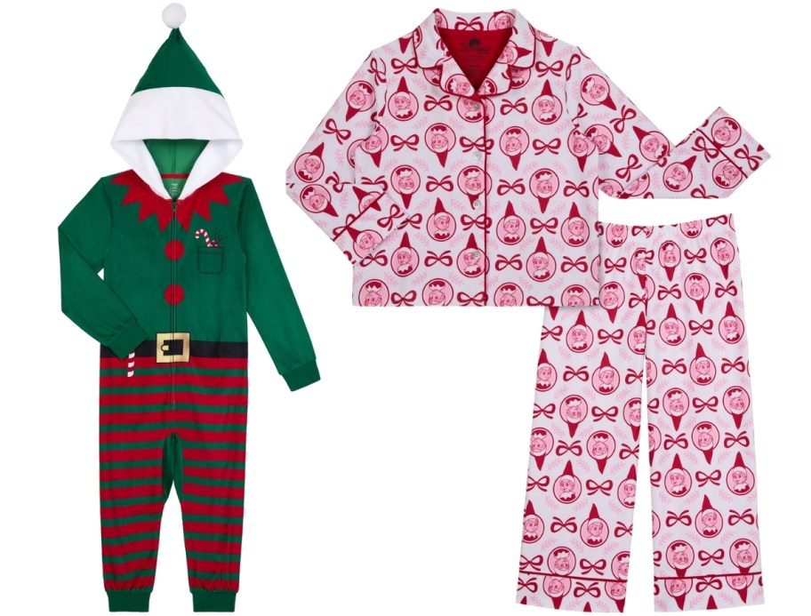 kids elf pajamas and girls elf on the shelf pj set