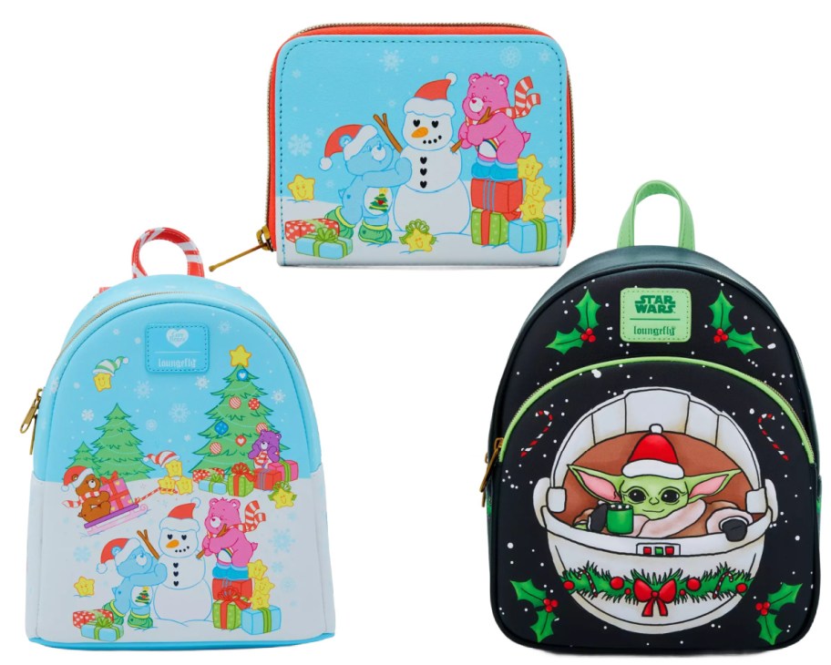 care bears and grogu backpacks and wallets