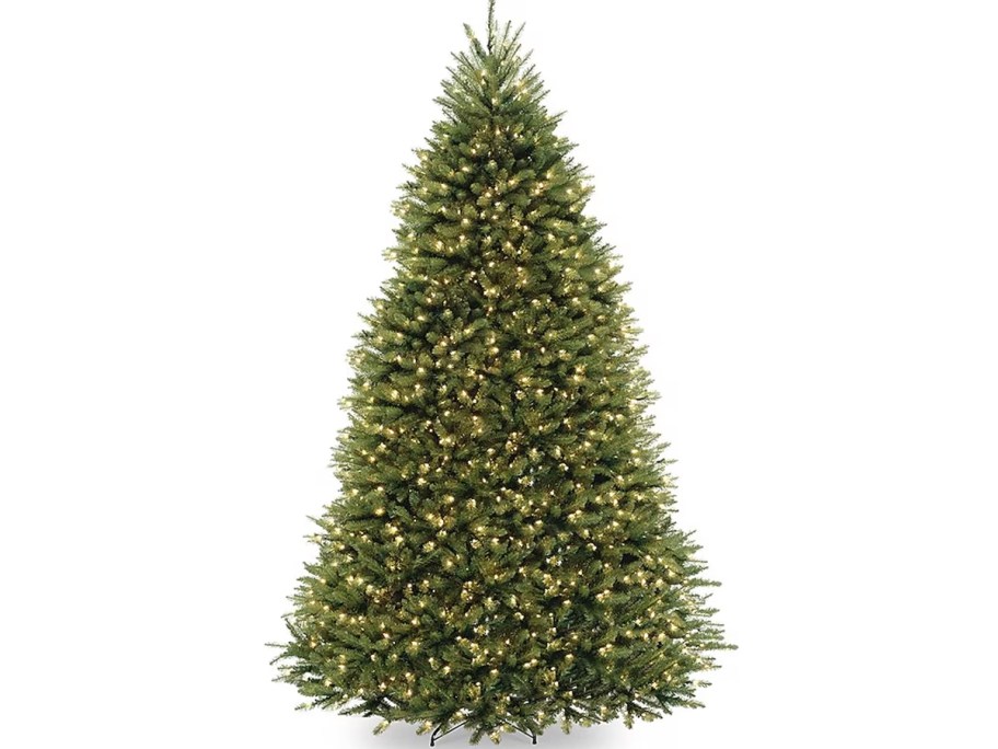 artificial christmas tree with white lights 