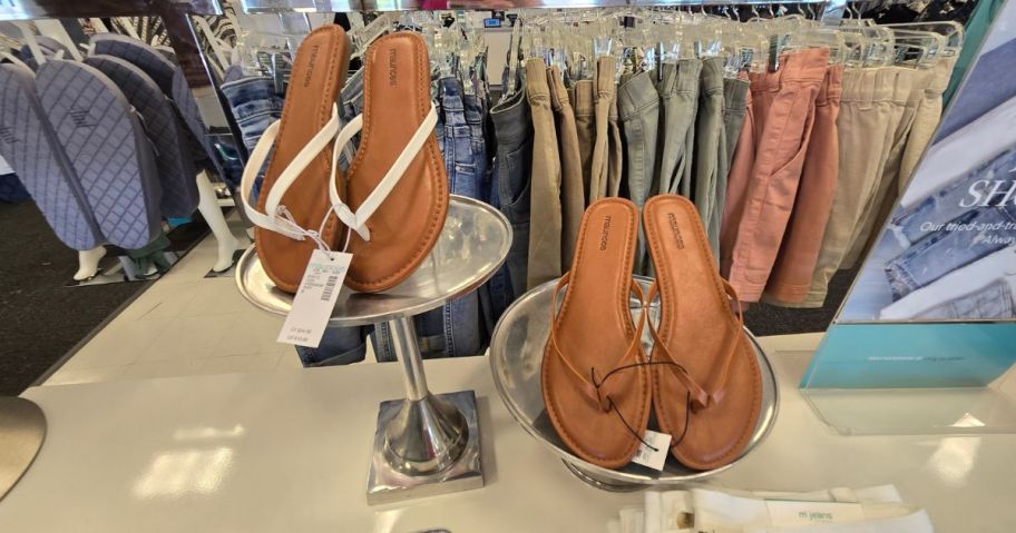 sandals on display in store