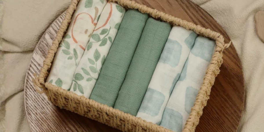 Muslin Swaddle Blankets 6-Packs from $11 on Amazon