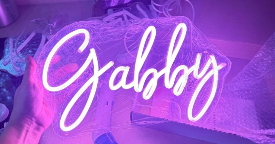 A Custom neon sign in the name Gabby