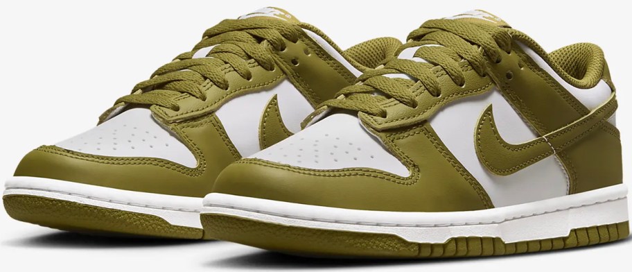 white and army green nike dunk lows 