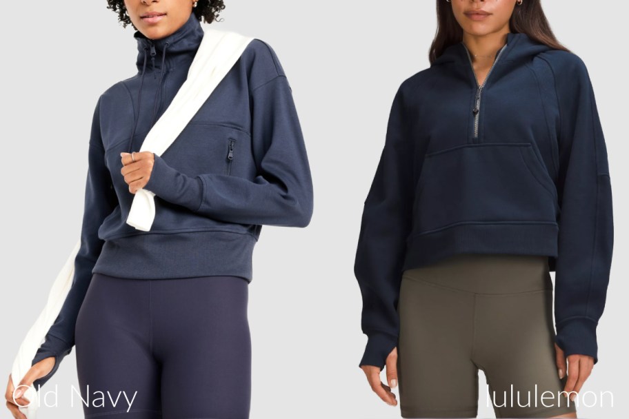 old navy and lululemon scuba sweatshirt comparison