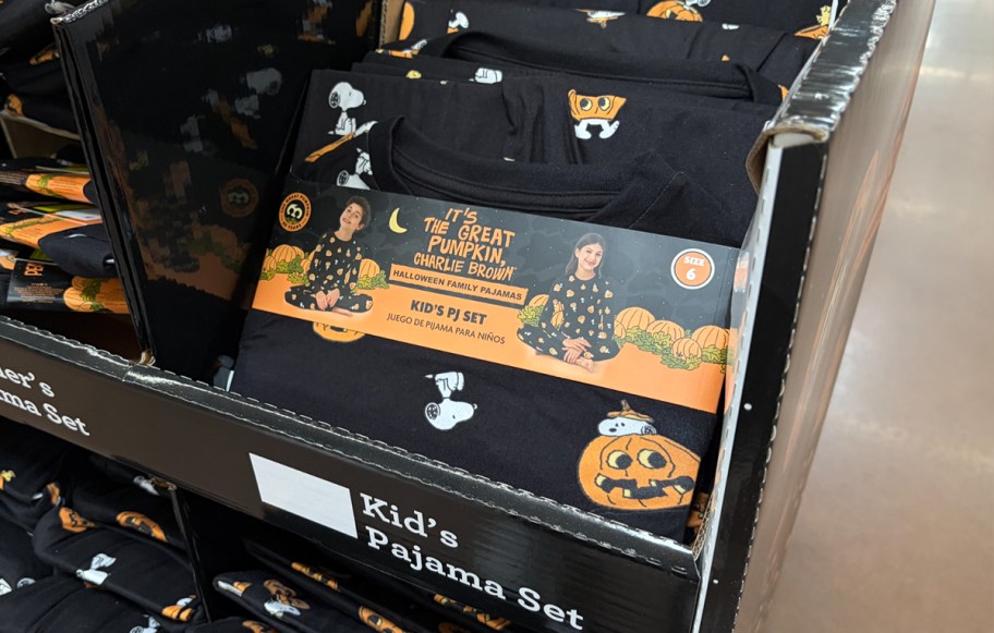 black pumpkin kids pajamas on display 