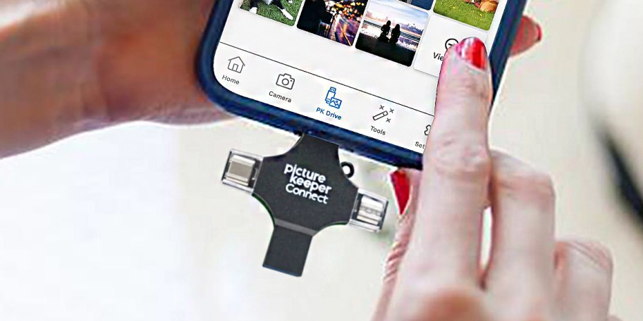 phone with picture keeper attached 