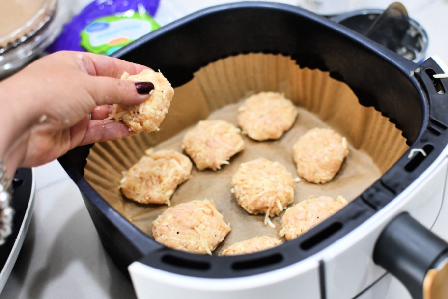 shaping chicken nuggets in the air fryer 