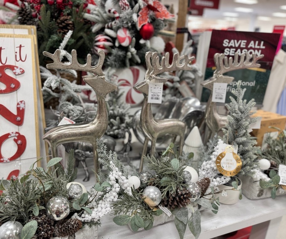 silver reindeer holiday decor