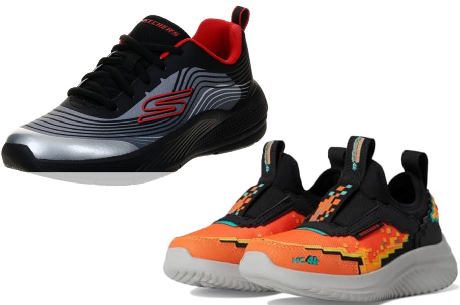red and gray and orange and black shoes 