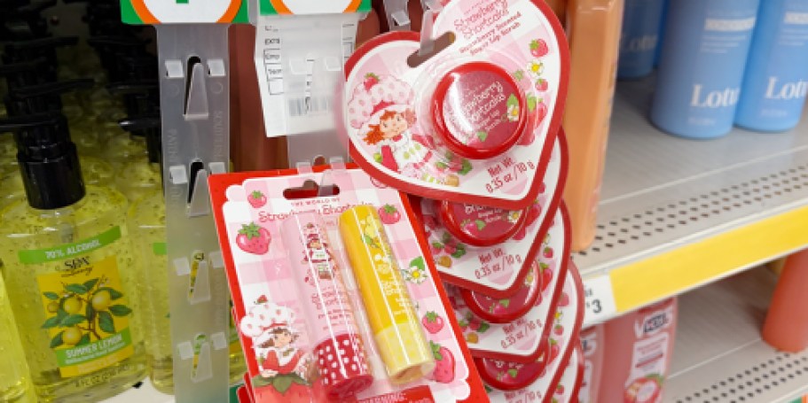 Strawberry Shortcake Lip Balm or Sugar Scrub at Dollar Tree (Fun Early Stocking Stuffer)