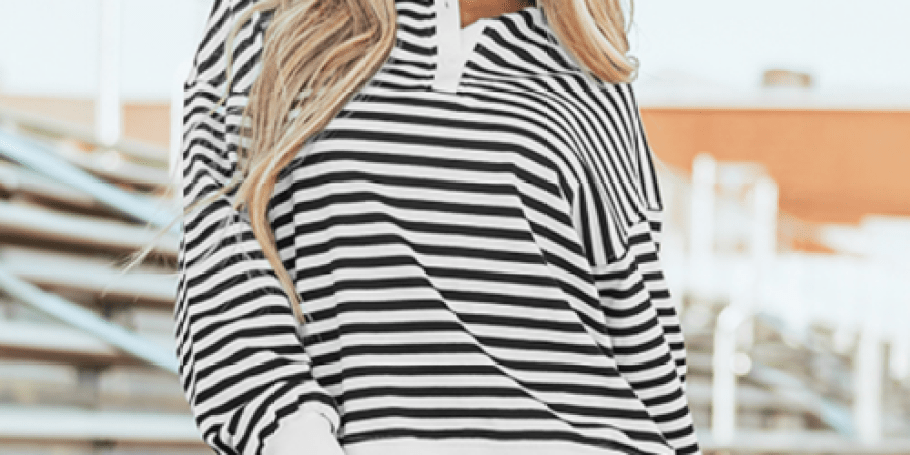 Striped Oversized Women’s Sweatshirt Just $14.70 on Amazon (Regularly $29)