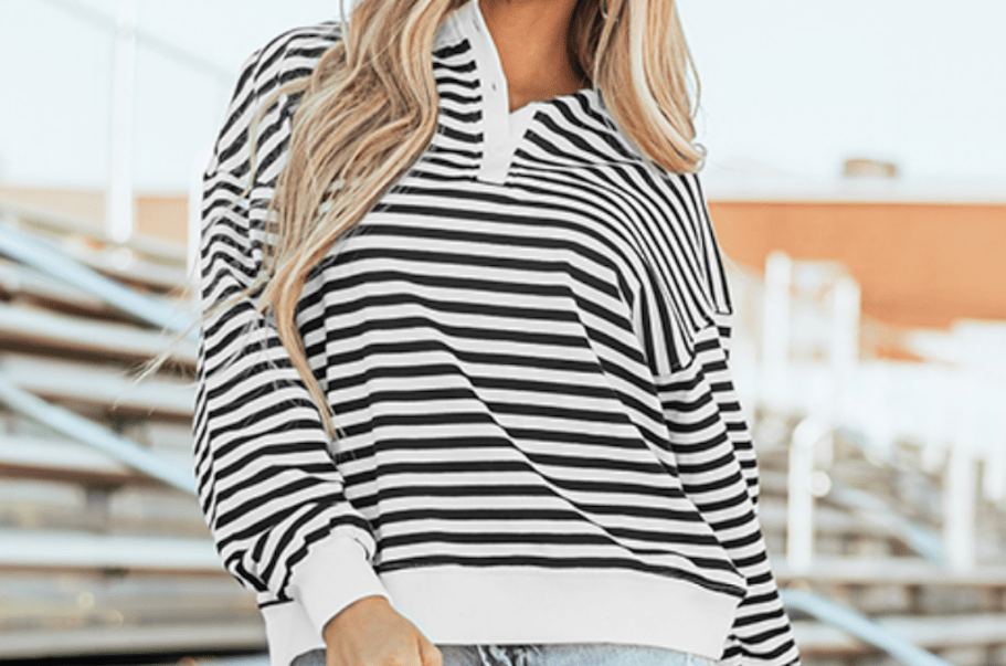 Striped Oversized Women’s Sweatshirt Just $14.70 on Amazon (Regularly $29)