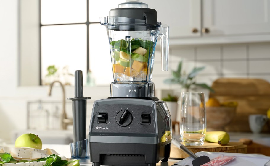 black vitamix blender on table 