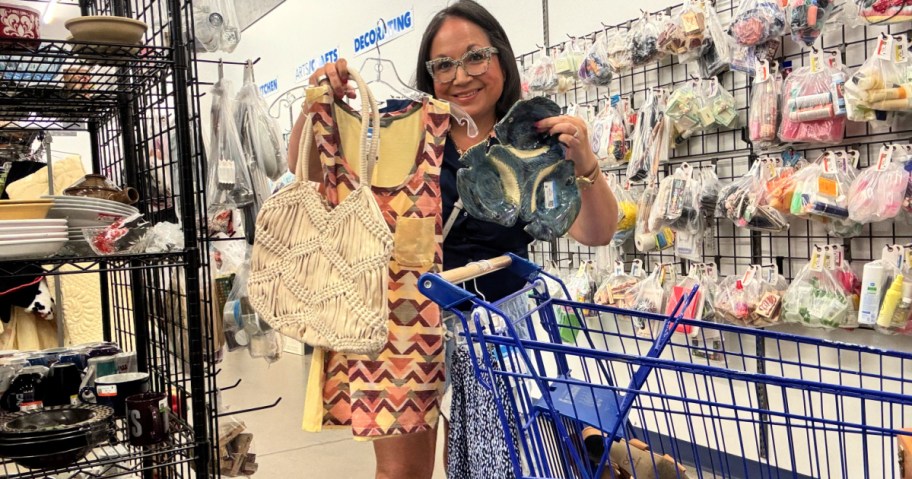 woman standing in Goodwill 