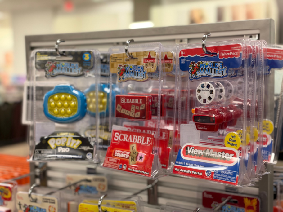 rack of small toys at kohl's