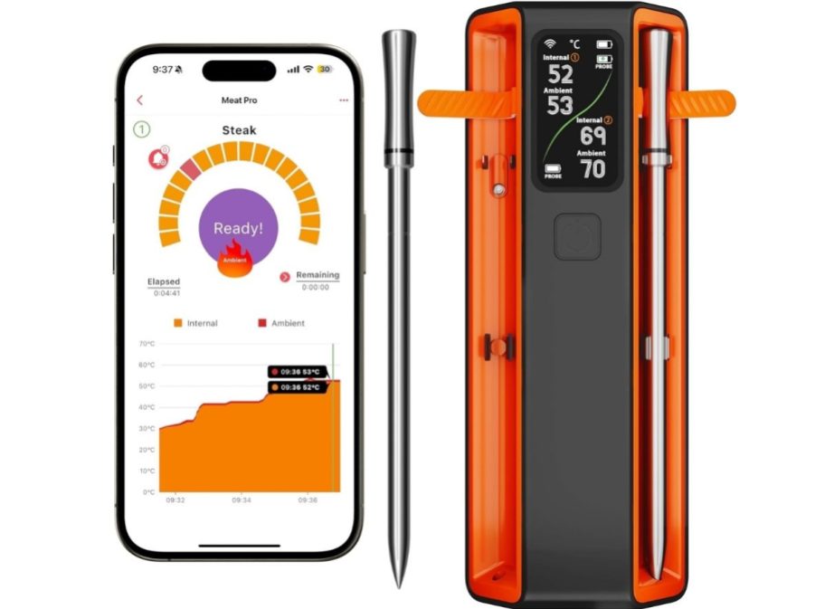Dual Probe Wireless Meat Thermometer Shown With Its App
