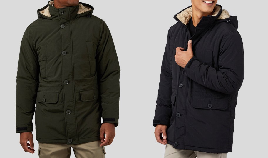 men in green and black parka jackets