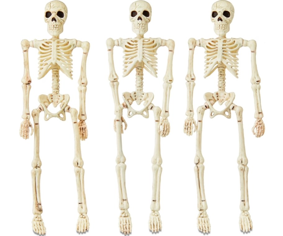 3 posable plastic 8 inch skeletons