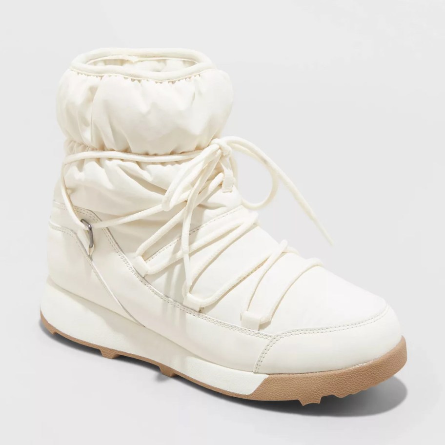 white snow boot stock photo