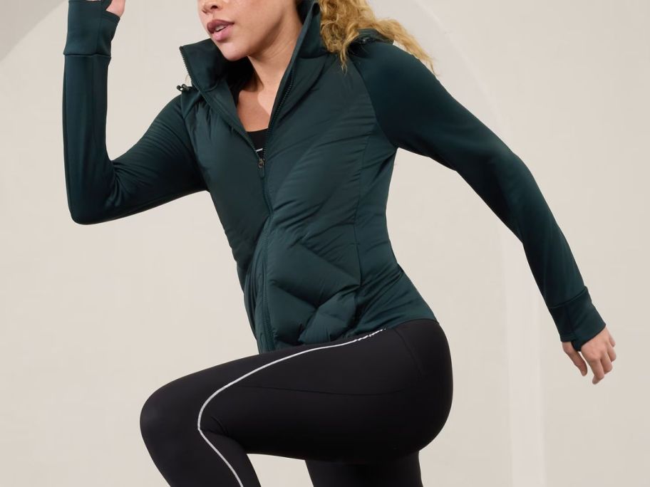 Woman wearing an Athleta Inlet Jacket