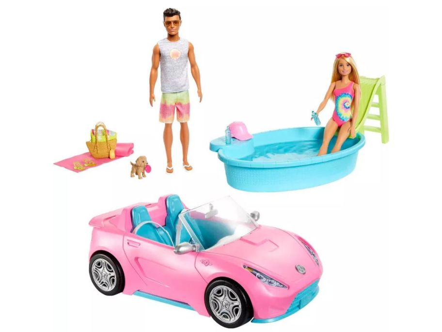 Barbie Blitz Dolls Convertible & Pool Playset stock image