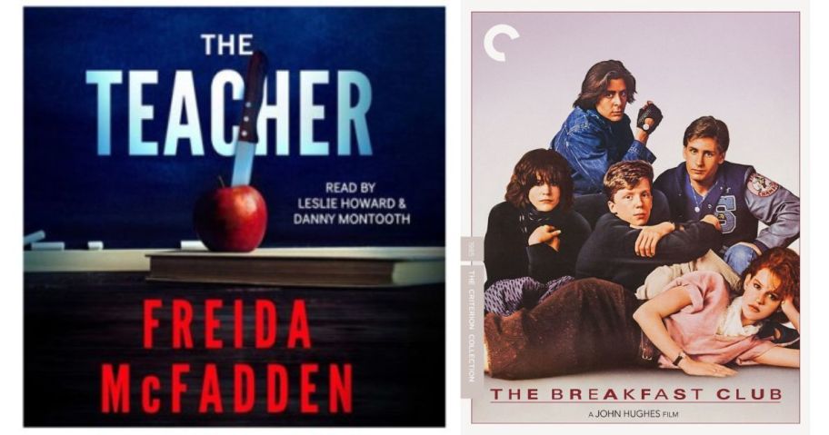 The Teacher audio book, and The Breakfast Club dvd cover