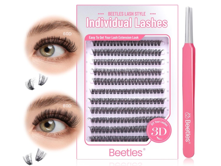 Beetles indiviudal lashes with tweezers stock image