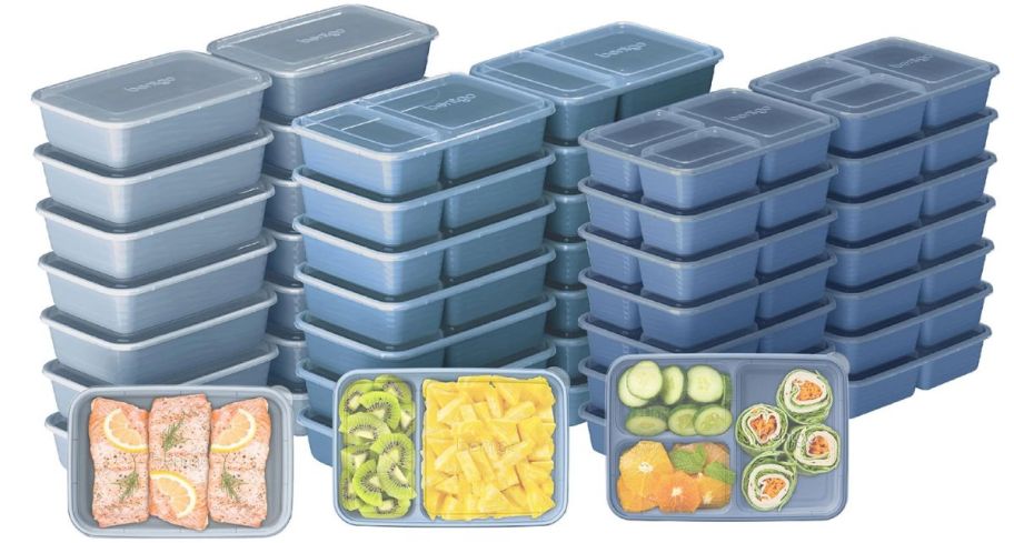 a blue meal prep storage container kit