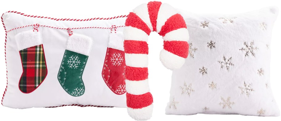 three christmas throw pillows