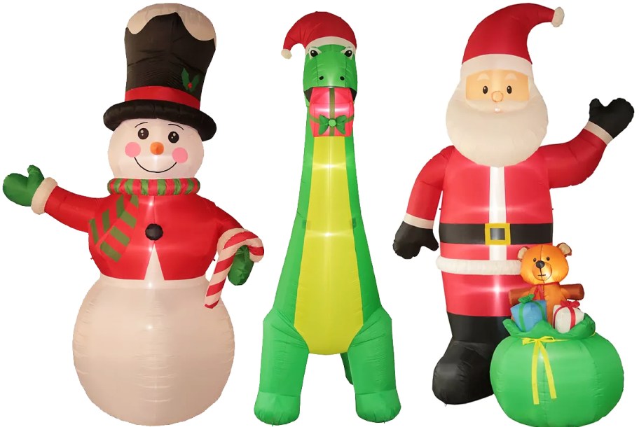 three christmas inflatables