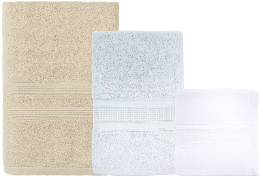 bath towel, hand towel, and wash cloth